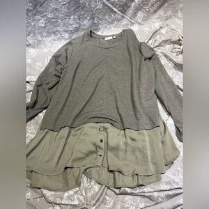 LOGO Lounge olive green twofer top 1X